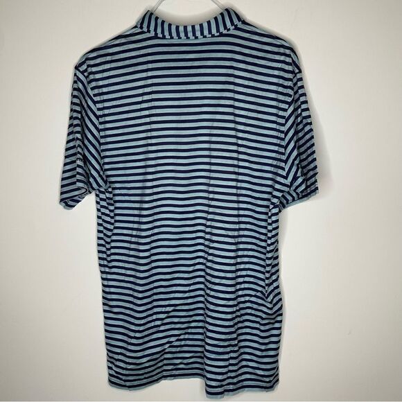Peter Millar Sky Blue / Navy Striped Short Sleeve Crown Golf Polo Size Large - Picture 3 of 8